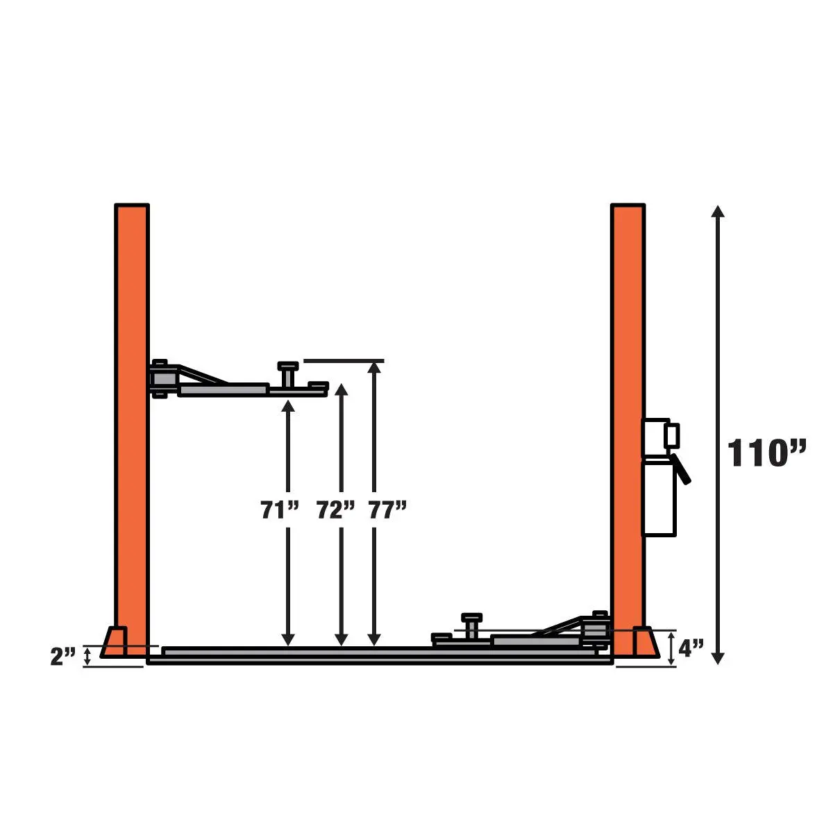 Two-Post Auto Lift, 10,000 lb Capacity with Floor Plate & Dual Lock for Shop & Garage TMG-TPL45 - Image 6