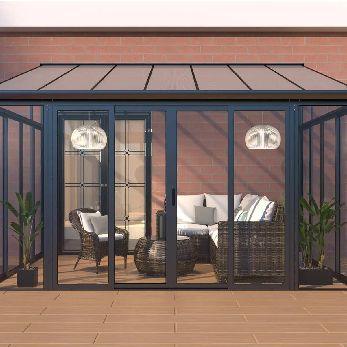 10' x 14' Wall Mounted Sunroom, Lean-To Patio Cover Solarium with Crystal Clear Walls TMG-LPC14 - Image 2