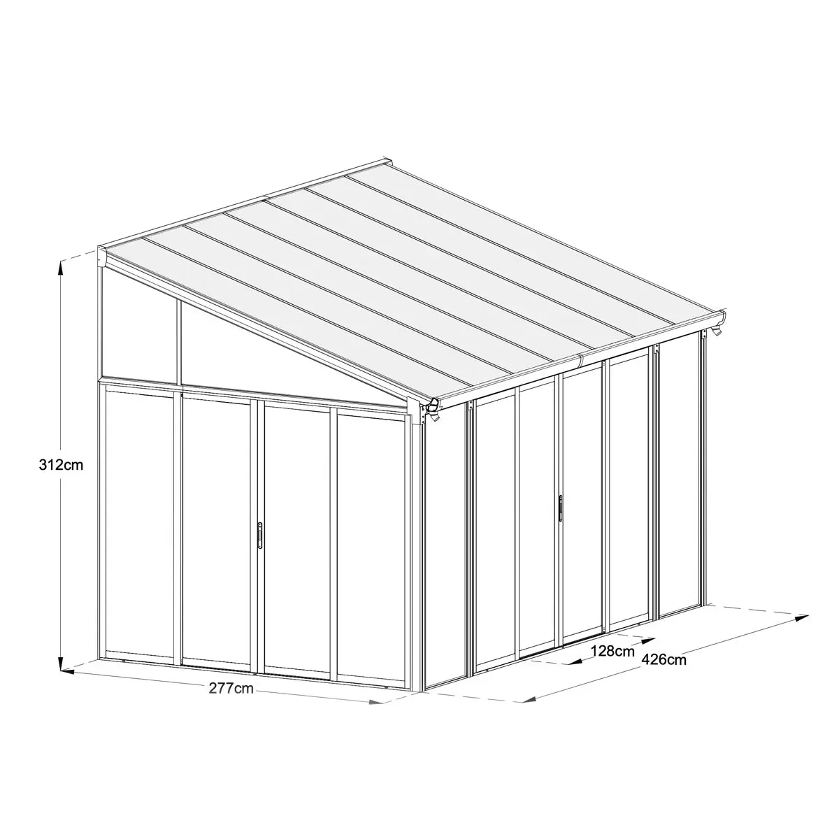 10' x 14' Wall Mounted Sunroom, Lean-To Patio Cover Solarium with Crystal Clear Walls TMG-LPC14 - Image 3