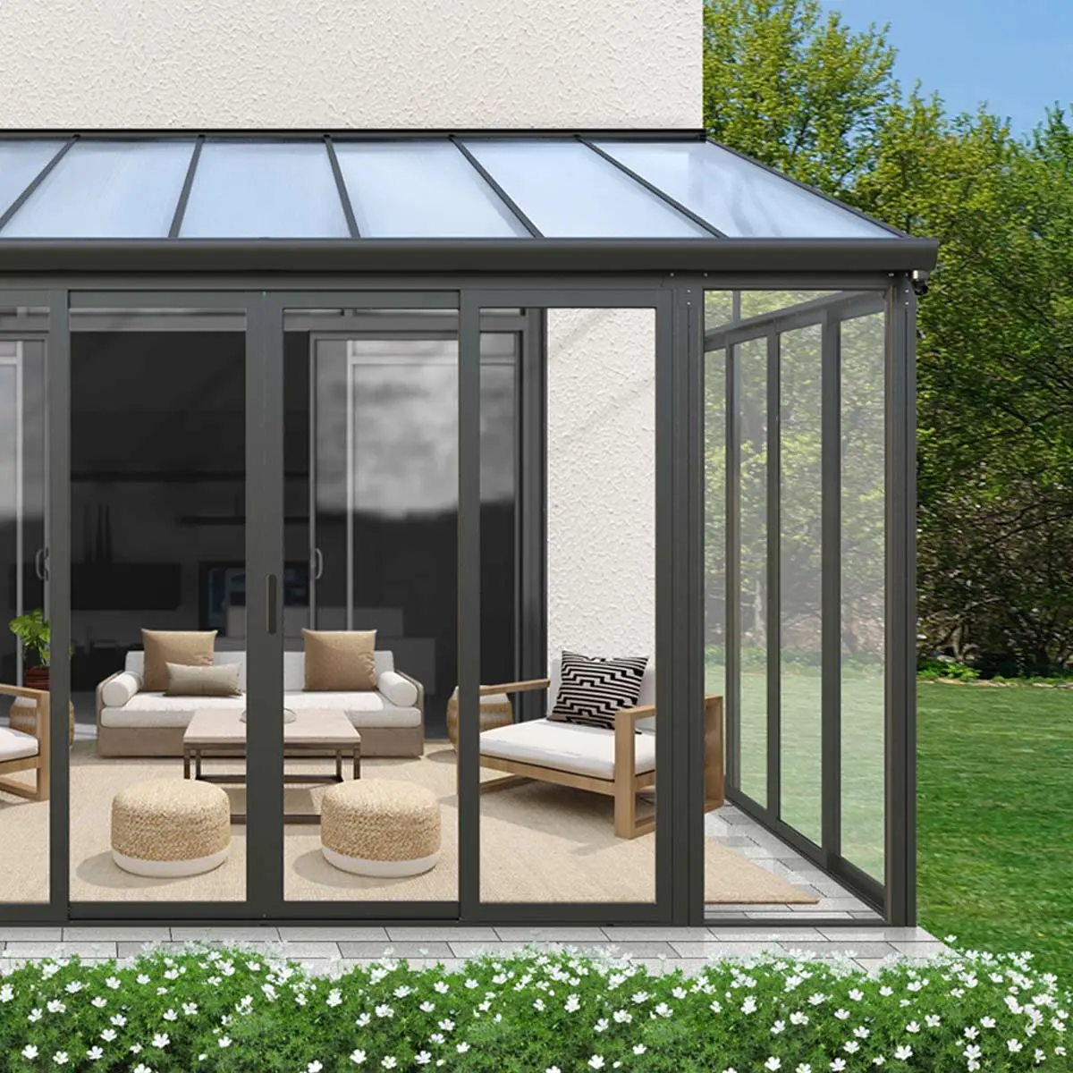 10' x 14' Wall Mounted Sunroom, Lean-To Patio Cover Solarium with Crystal Clear Walls TMG-LPC14 - Image 6
