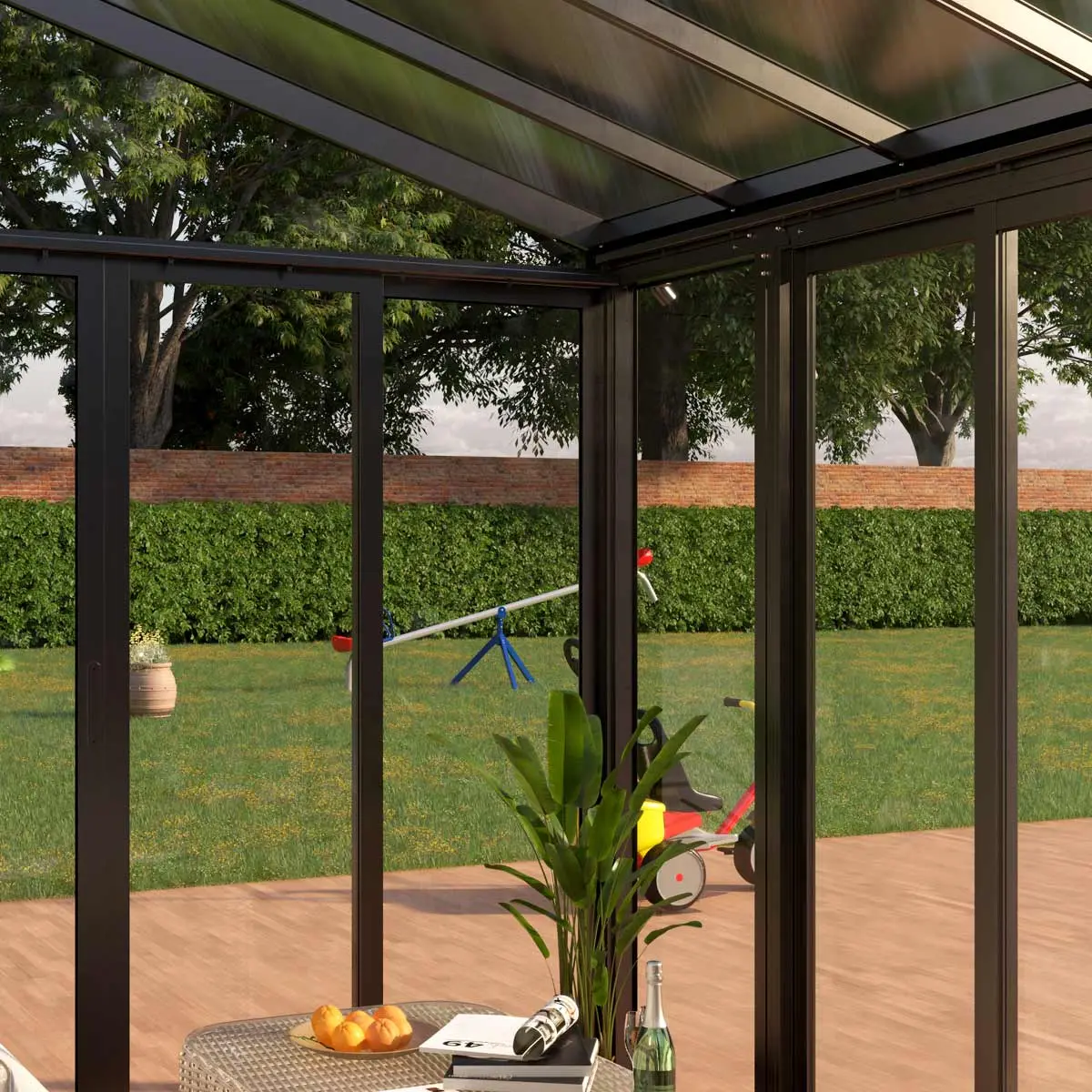 10' x 14' Wall Mounted Sunroom, Lean-To Patio Cover Solarium with Crystal Clear Walls TMG-LPC14 - Image 8
