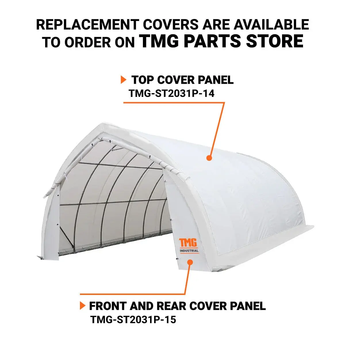 20' x 30' Arch Wall Peak Ceiling Storage Shelter with Heavy Duty 11 oz PE Cover & Drive Through Doors, TMG-ST2031P (Previously ST2030P) (Discontinued, No Longer Available) - Image 4