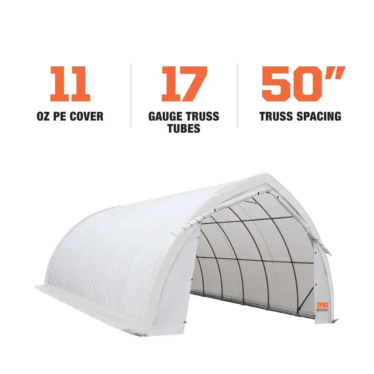20' x 30' Arch Wall Peak Ceiling Storage Shelter with Heavy Duty 11 oz PE Cover & Drive Through Doors, TMG-ST2031P (Previously ST2030P) (Discontinued, No Longer Available) - Image 5