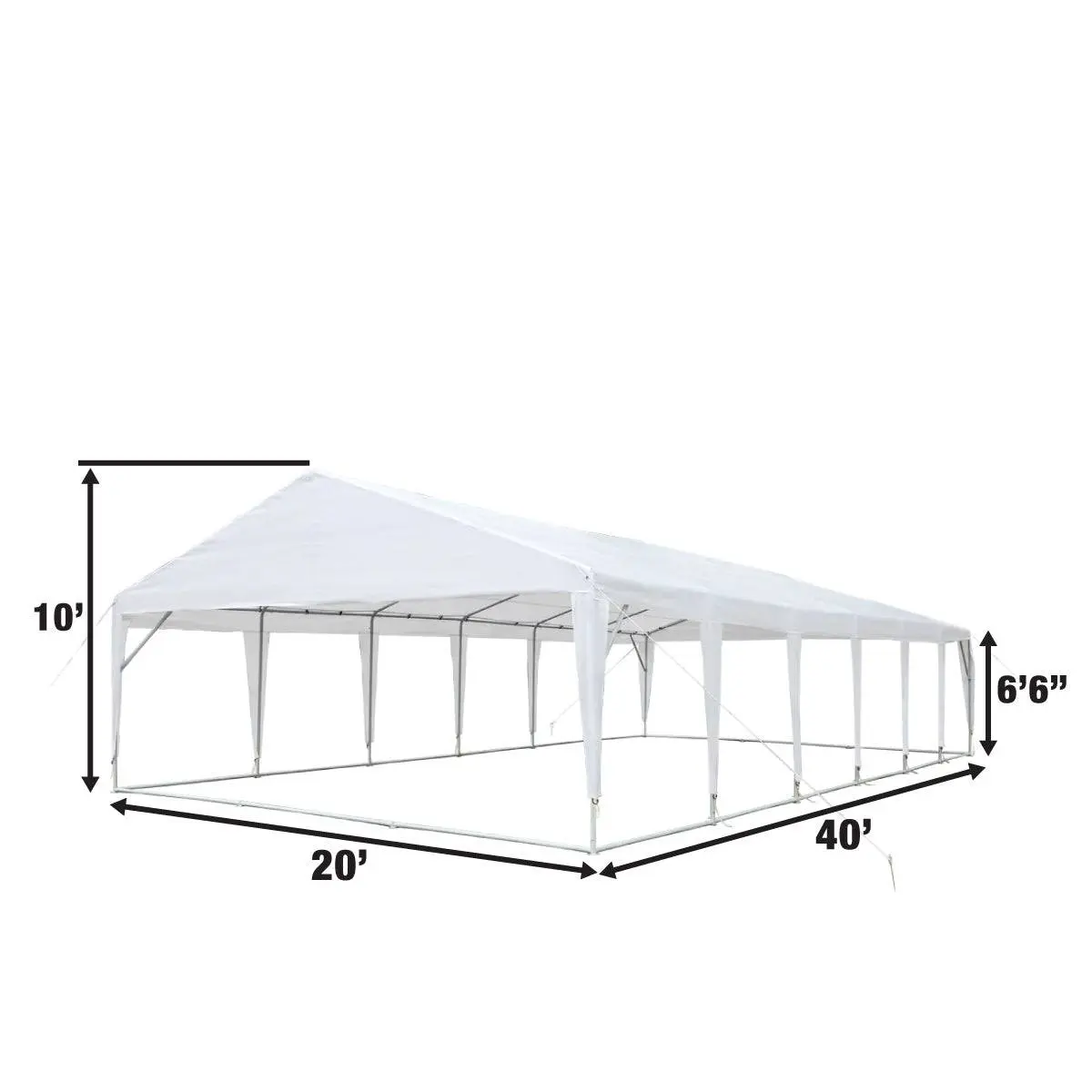 20' x 40' Heavy Duty Outdoor Party Tent, PE tarpaulin fabric, 6'6" Overhead, 10' Peak Ceiling TMG-PT2040A - Image 3