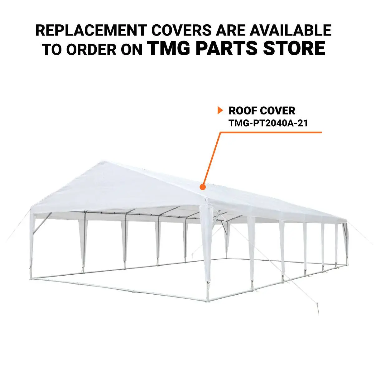 20' x 40' Heavy Duty Outdoor Party Tent, PE tarpaulin fabric, 6'6" Overhead, 10' Peak Ceiling TMG-PT2040A - Image 4