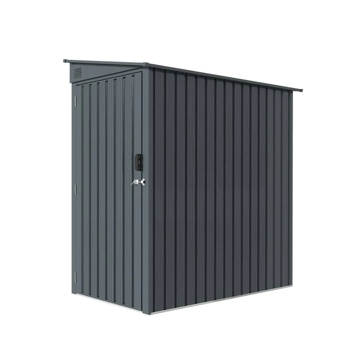 3' x 6' Galvanized Metal Pent Shed, 29 GA Corrugated Metal, 75" Upper edge, TMG-MS0306