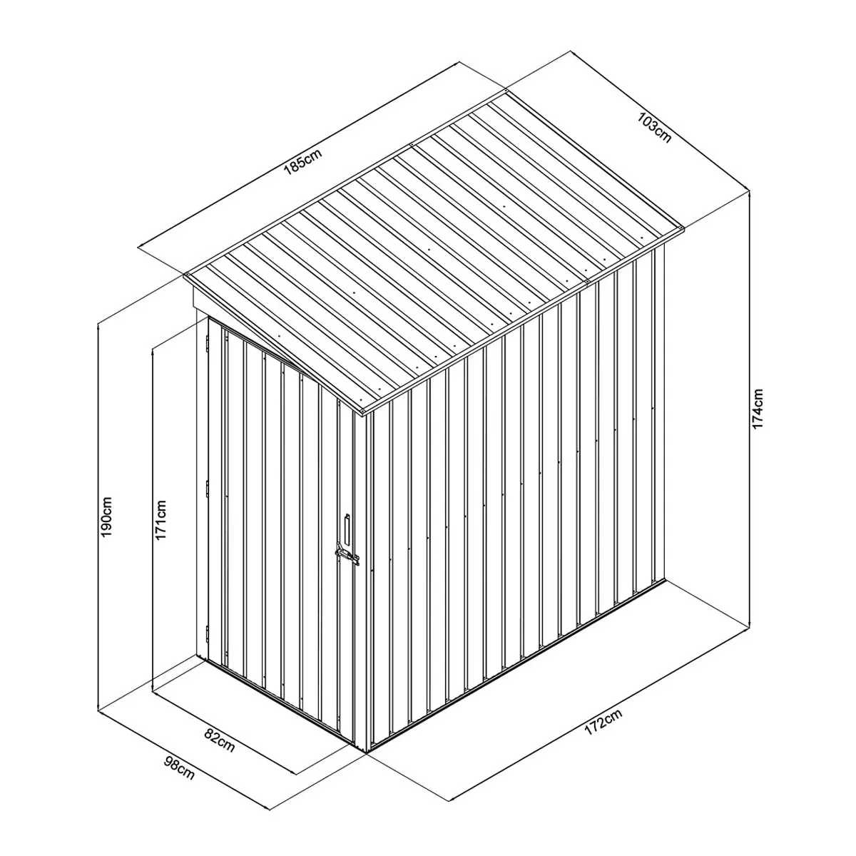 3' x 6' Galvanized Metal Pent Shed, 29 GA Corrugated Metal, 75" Upper edge, TMG-MS0306 - Image 2