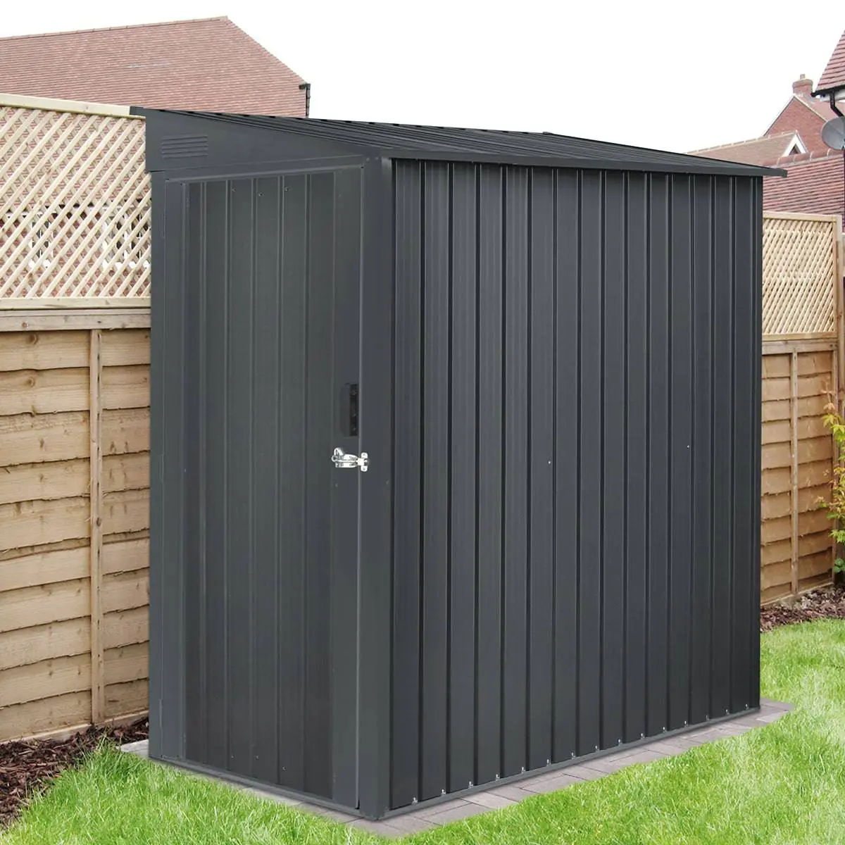 3' x 6' Galvanized Metal Pent Shed, 29 GA Corrugated Metal, 75" Upper edge, TMG-MS0306 - Image 3