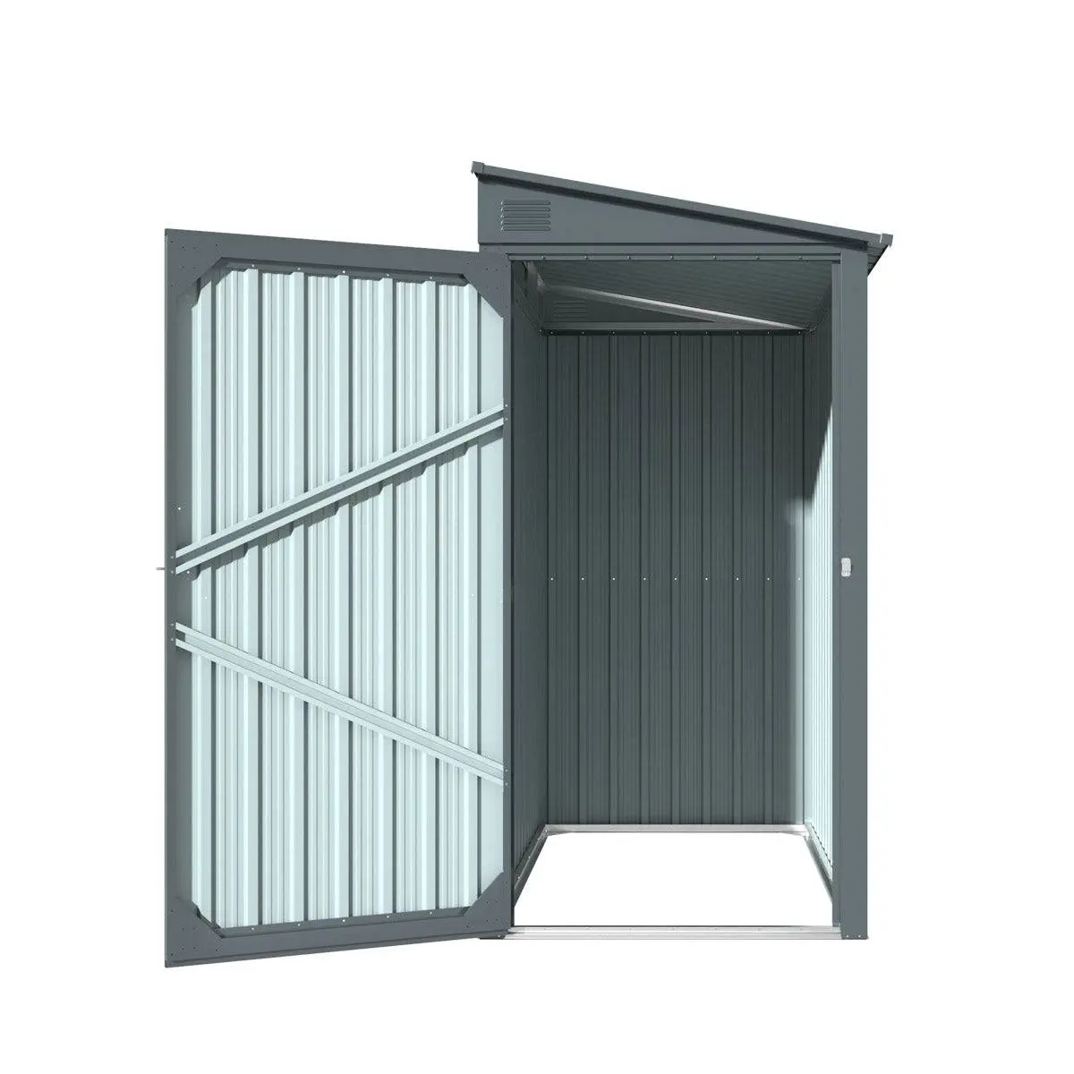 3' x 6' Galvanized Metal Pent Shed, 29 GA Corrugated Metal, 75" Upper edge, TMG-MS0306 - Image 4