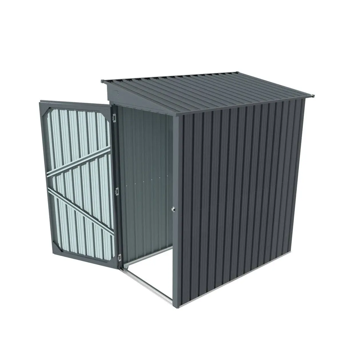 3' x 6' Galvanized Metal Pent Shed, 29 GA Corrugated Metal, 75" Upper edge, TMG-MS0306 - Image 5