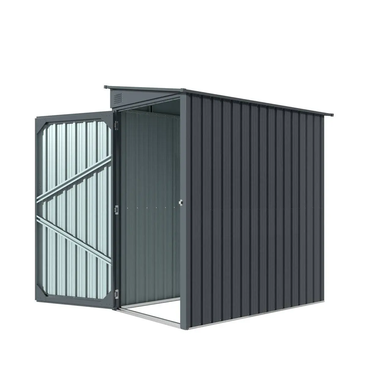 3' x 6' Galvanized Metal Pent Shed, 29 GA Corrugated Metal, 75" Upper edge, TMG-MS0306 - Image 6