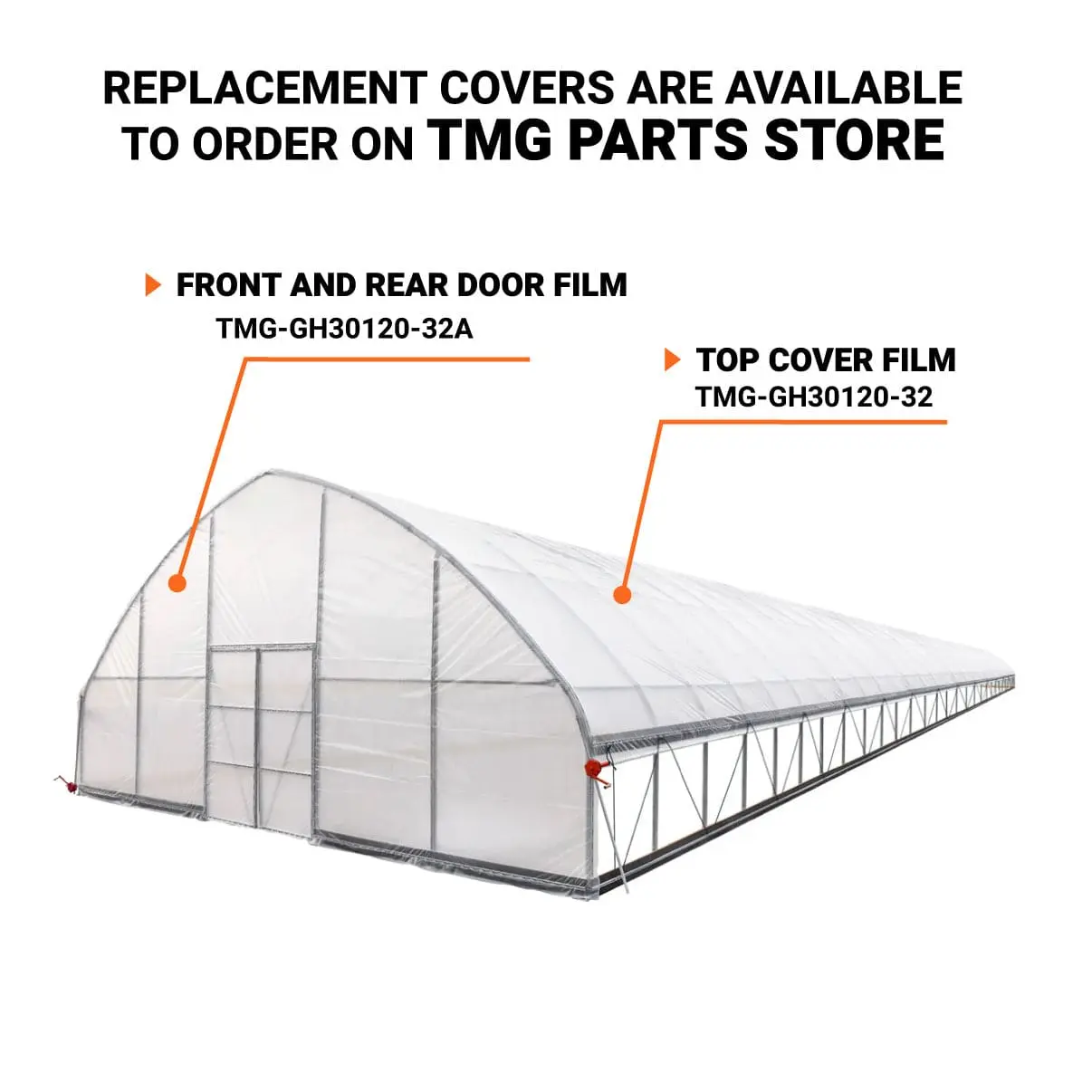 30' x 120' Commercial Tunnel Greenhouse with 6 Mil Clear Poly Covers and Roll-Up Sides TMG-GH30120 - Image 6