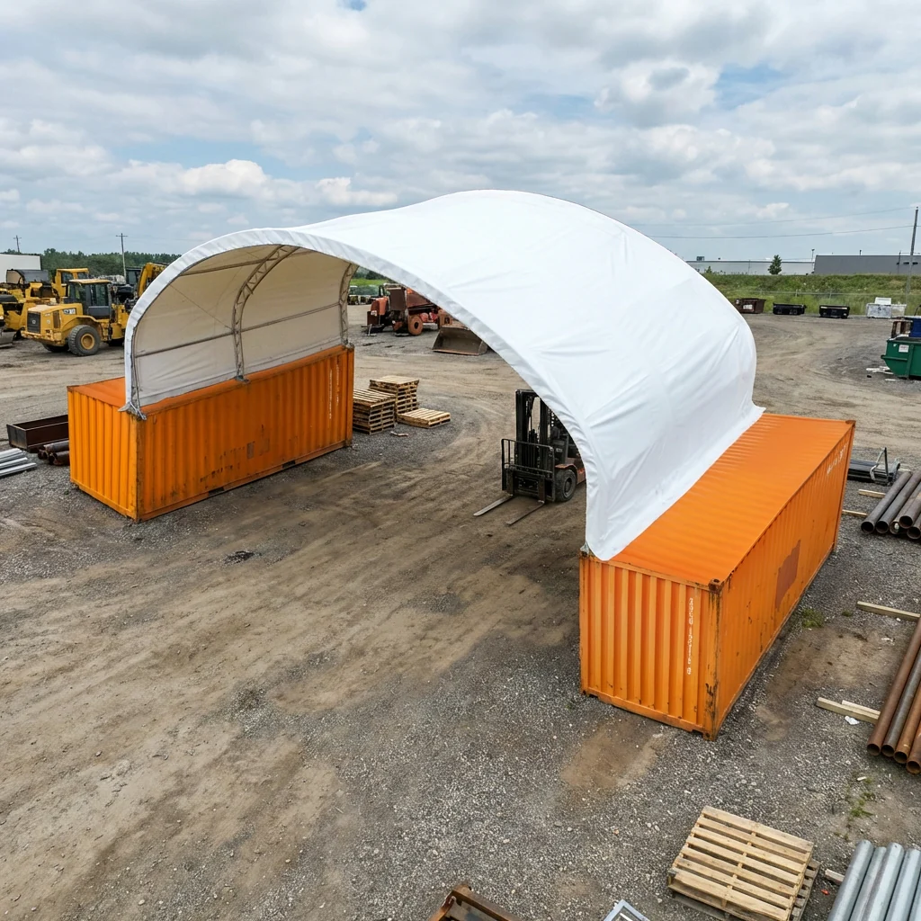40' x 20' Dual Truss Container Shelter with Heavy Duty 21 oz PVC Cover, TMG-DT4022C - Image 2