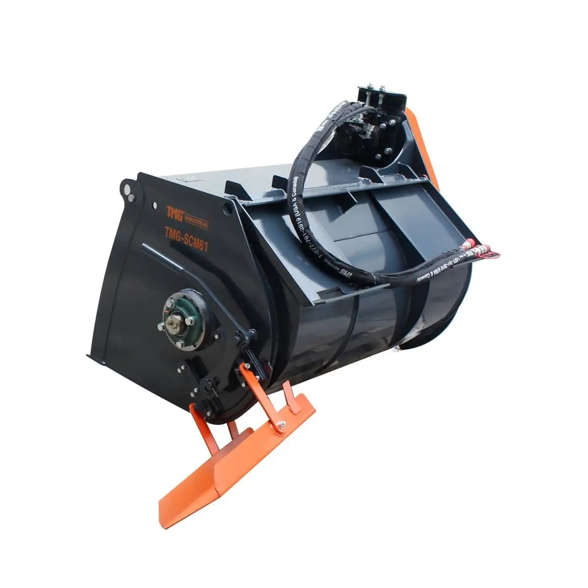 Industrial 60" Skid Steer Concrete Mixer Attachment, Side Chute Dispenser & Bag Splitter, Universal Mount, 16 Cu-Ft Capacity, TMG-SCM61 - Image 9