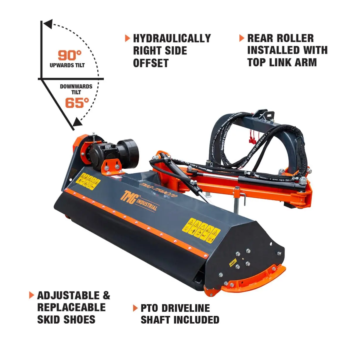 65" Ditch Bank Flail Mower, Offset Verge & Slope Cutter for Tractors 30-60 HP TMG-TFMO70 - Image 8