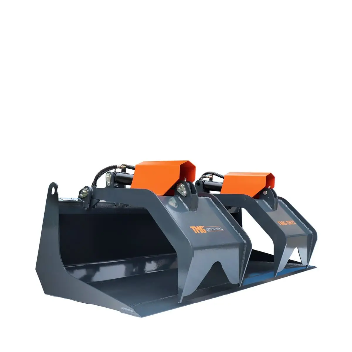 72" Skid Steer Solid Bottom Grapple Bucket, 35" Grab Opening, Dual Cylinder Arms, 3000-lb Capacity, 30-70 HP, TMG-GB72 - Image 8