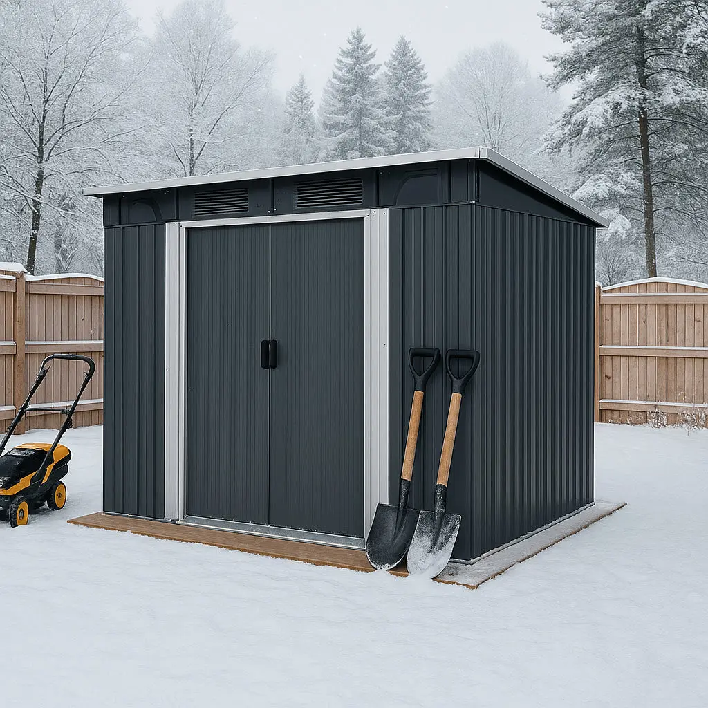 8' x 9' Galvanized Metal Pent Shed w/Skylight, 29 GA Corrugated Metal, 80" Peak Ceiling, TMG-MS0809P - Image 4