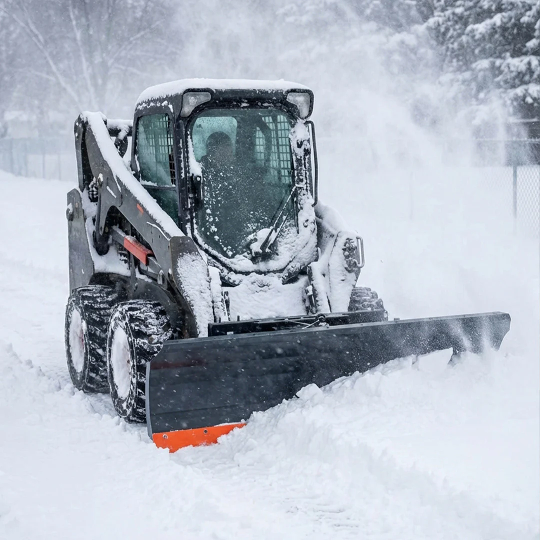 94" Skid Steer Dozer Blade/Snow Plow Pusher, 30° Left & Right, Bolt-On Cutting Edge, Adjustable Skid Shoes, Universal Quick Mount, TMG-DB94 - Image 2