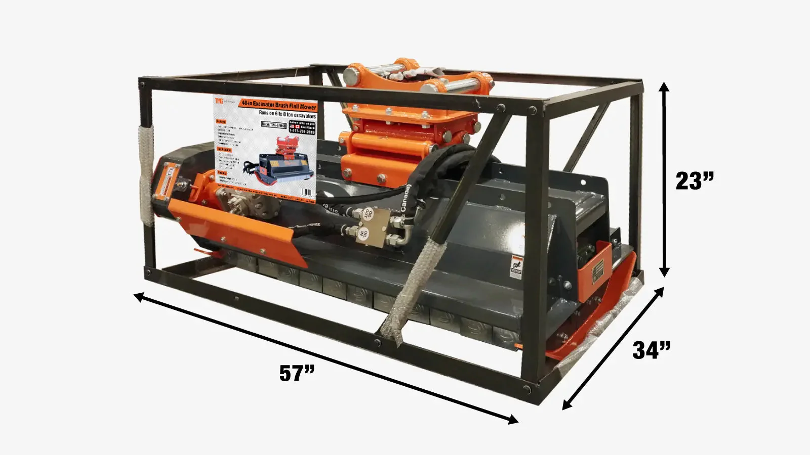 48" Flail Mower Brush Cutter for Mini to Midsize Excavators and Backhoes TMG-EFM48 - Image 13