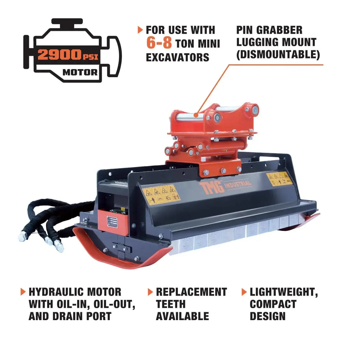 48" Flail Mower Brush Cutter for Mini to Midsize Excavators and Backhoes TMG-EFM48 - Image 6