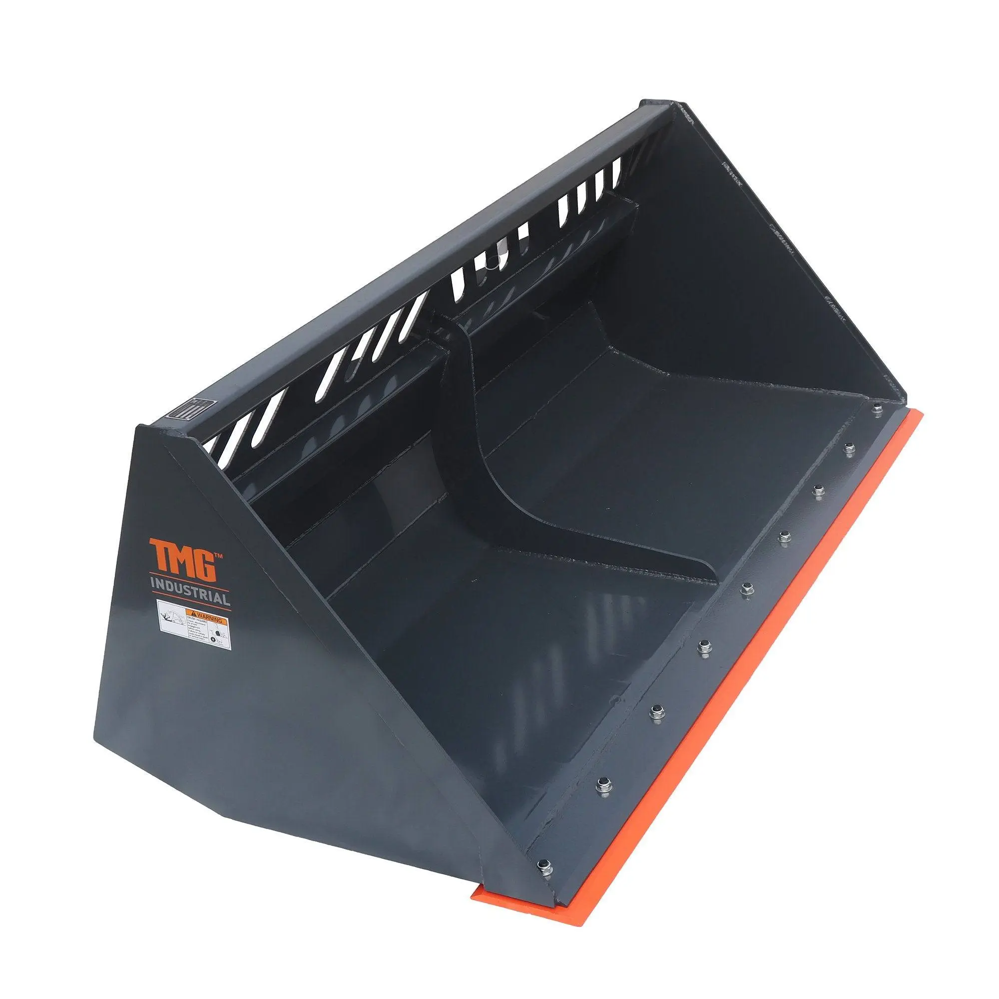 Heavy-Duty 84" Skid Steer Snow/Mulch Bucket, Bolt-On Cut Edge, 1500-lb Weight Capacity, Universal Quick Mount, TMG-SN84