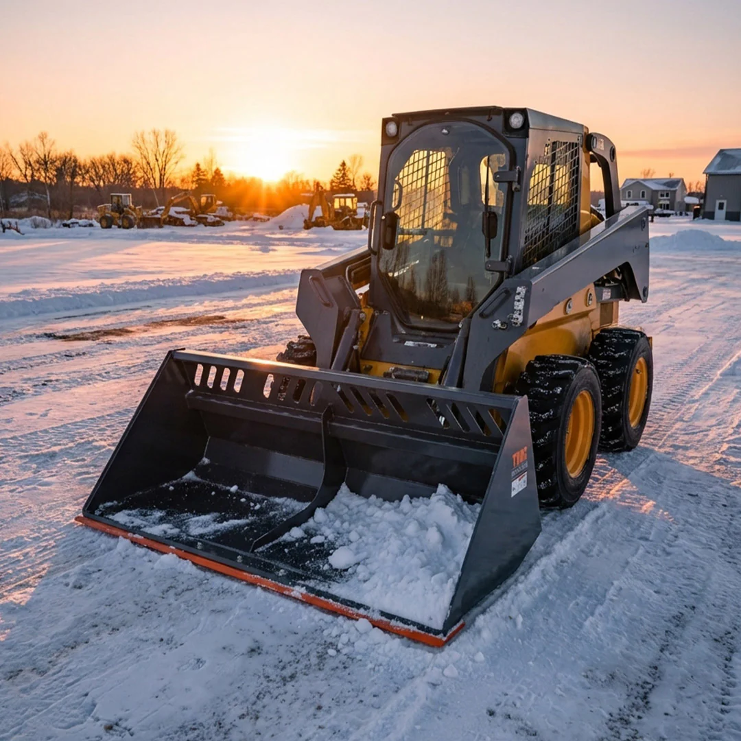 Heavy-Duty 84" Skid Steer Snow/Mulch Bucket, Bolt-On Cut Edge, 1500-lb Weight Capacity, Universal Quick Mount, TMG-SN84 - Image 3