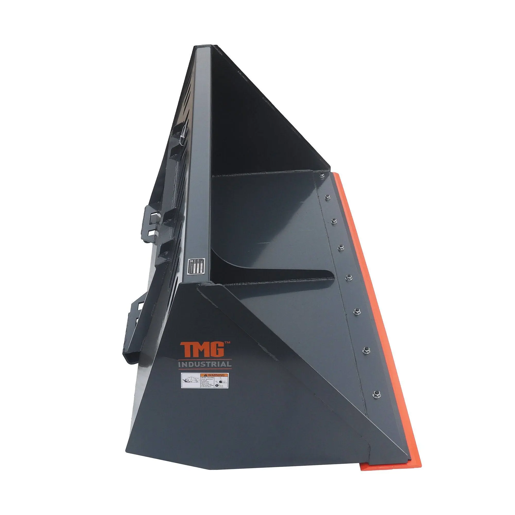 Heavy-Duty 84" Skid Steer Snow/Mulch Bucket, Bolt-On Cut Edge, 1500-lb Weight Capacity, Universal Quick Mount, TMG-SN84 - Image 9