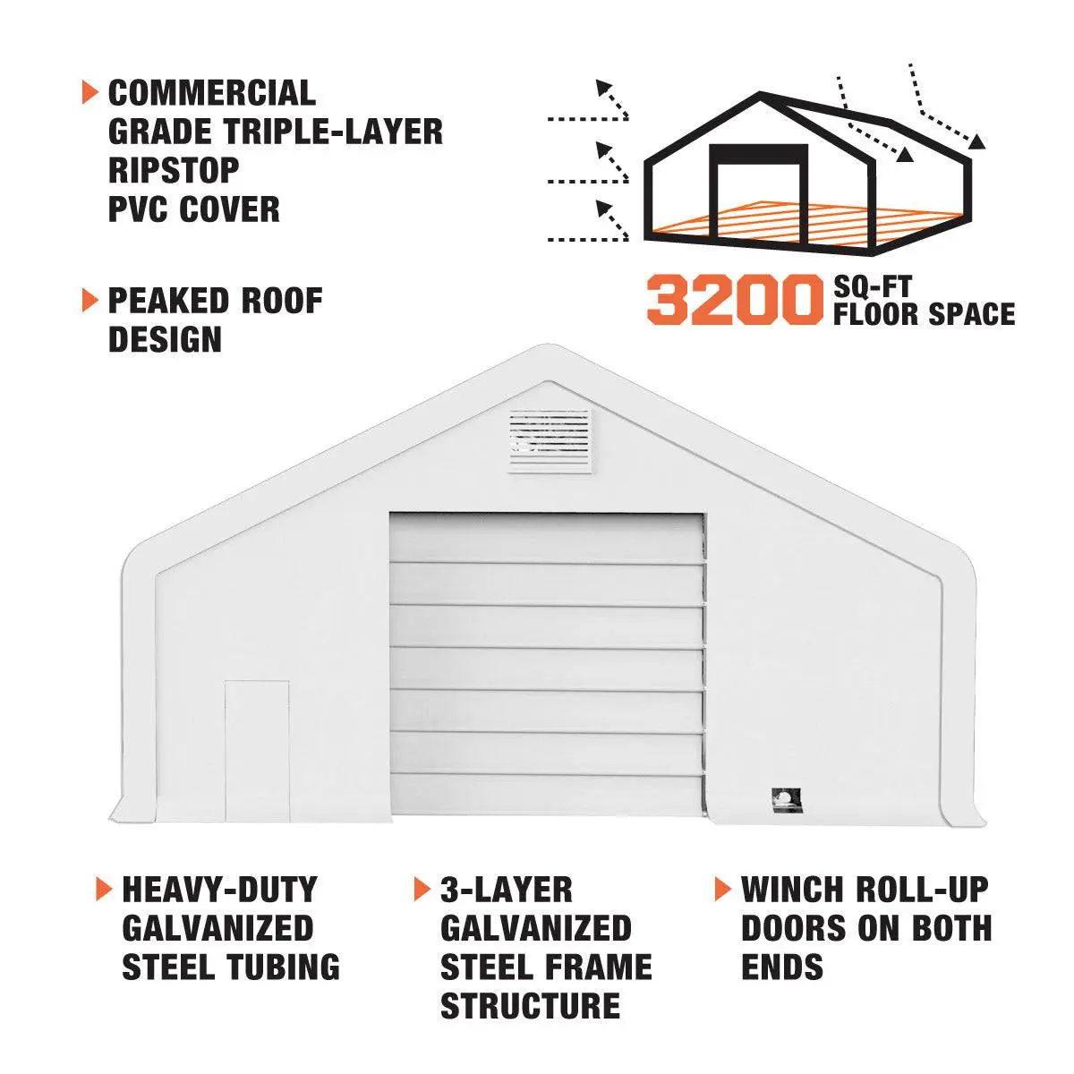 TMG Heavy Series™ 40' x 80' Dual Truss Storage Shelter with Heavy Duty 21 oz PVC Cover & Drive Through Doors, TMG-DT4081-PRO (Discontinued – No Longer Available) - Image 4