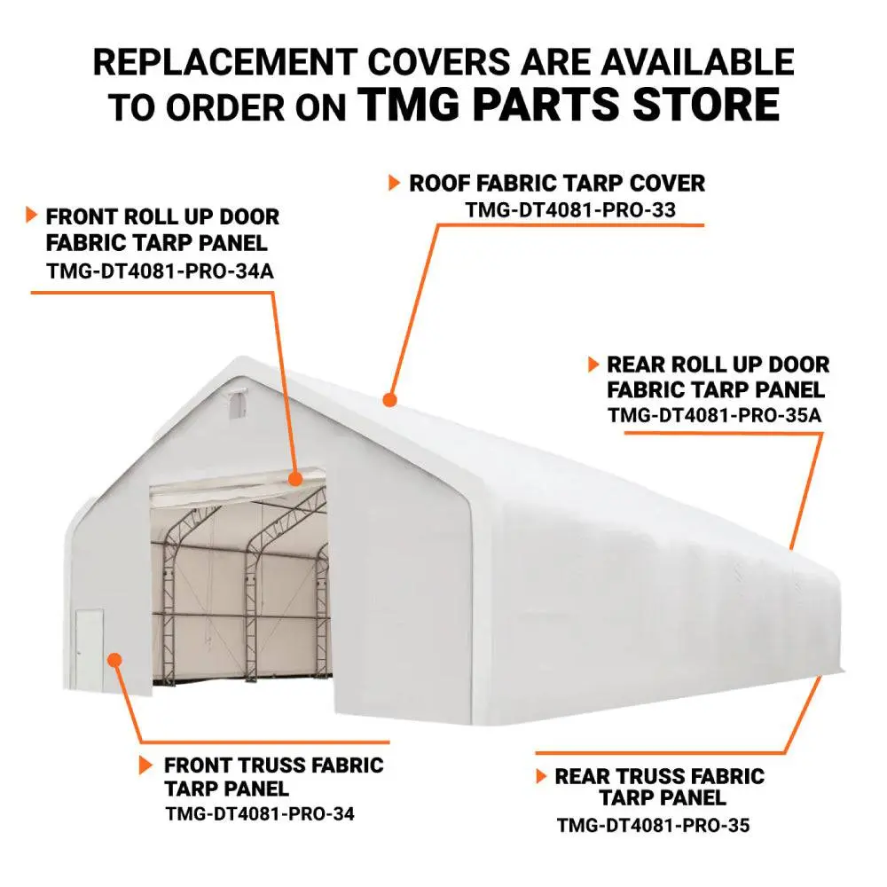 TMG Heavy Series™ 40' x 80' Dual Truss Storage Shelter with Heavy Duty 21 oz PVC Cover & Drive Through Doors, TMG-DT4081-PRO (Discontinued – No Longer Available) - Image 5