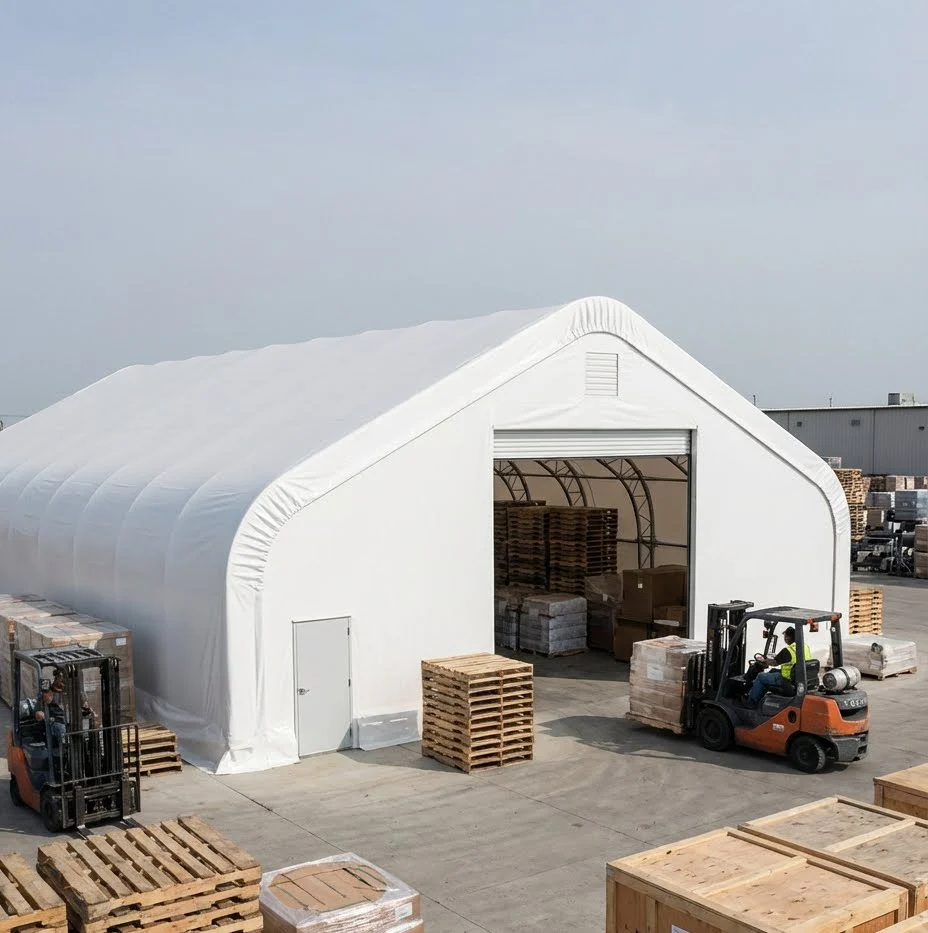 TMG Heavy Series™ 50' x 80' Dual Truss Storage Shelter with Heavy Duty 32 oz PVC Cover & Drive Through Doors, TMG-DT5080-PRO - Image 4