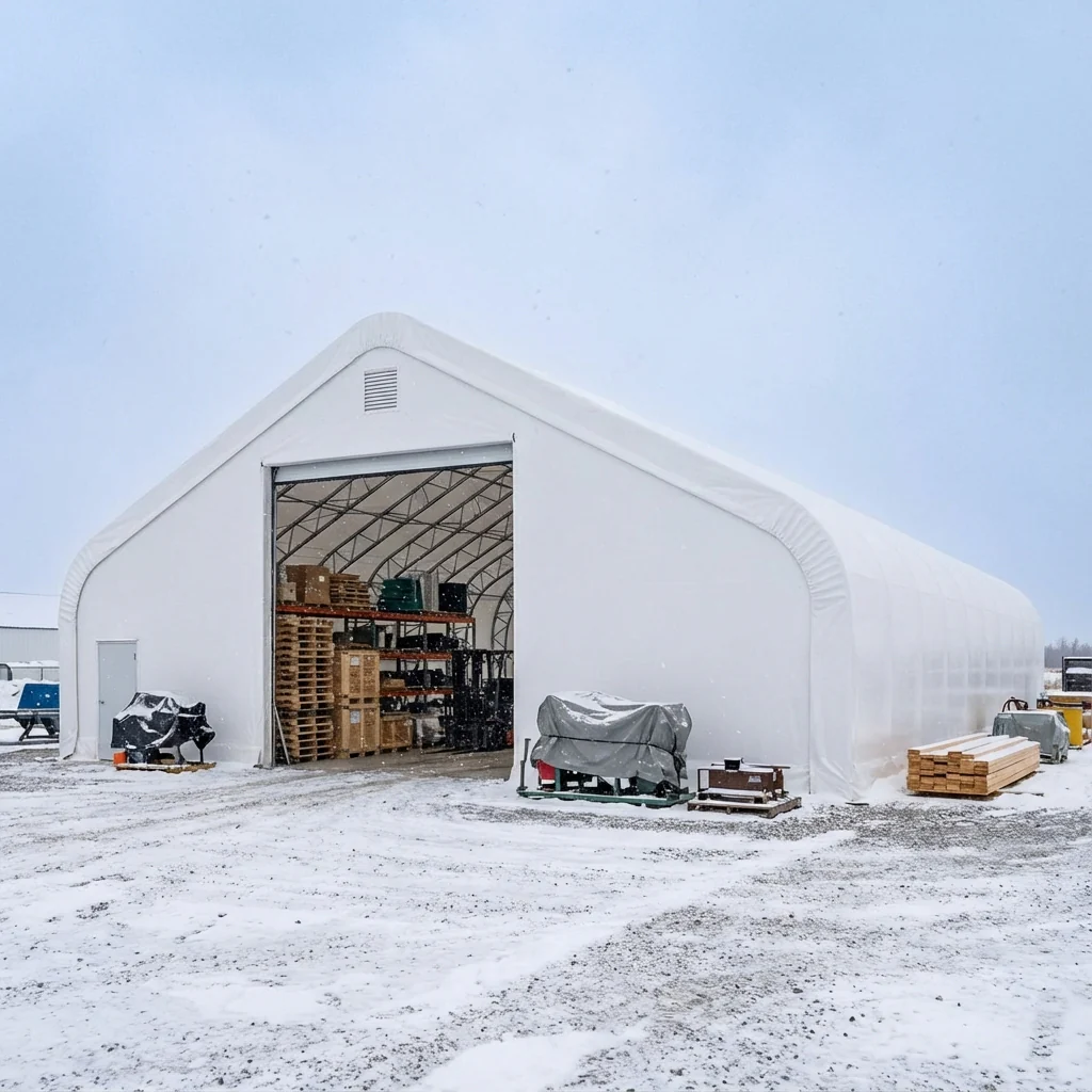 TMG Heavy Series™ 50' x 80' Dual Truss Storage Shelter with Heavy Duty 32 oz PVC Cover & Drive Through Doors, TMG-DT5080-PRO - Image 9