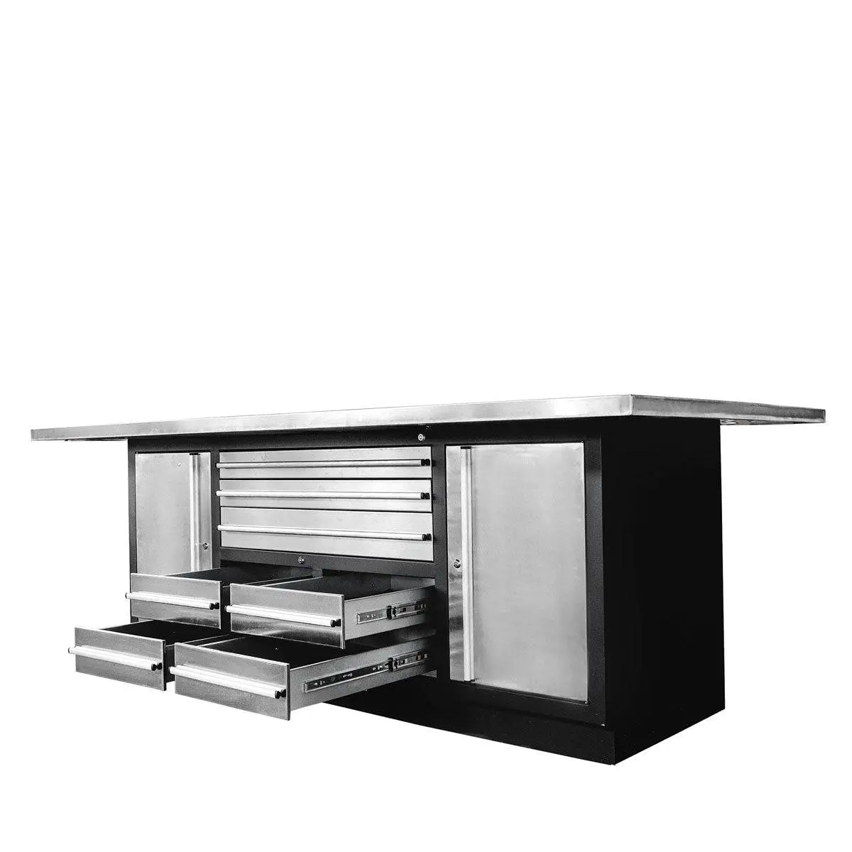 TMG Heavy Series™ Stainless-Steel Extra-Large 85" x 45" Platform Workbench, 7 Lockable Drawers, 2 Storage Cabinets, All-in-One Welded Frame, TMG-WB708S (Previously TMG-WB85XS) - Image 3