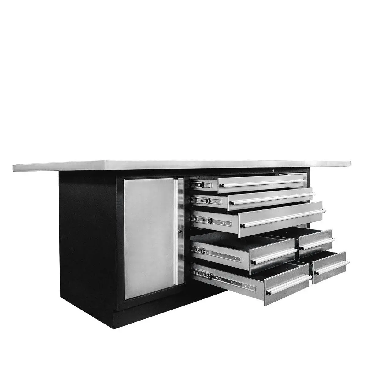 TMG Heavy Series™ Stainless-Steel Extra-Large 85" x 45" Platform Workbench, 7 Lockable Drawers, 2 Storage Cabinets, All-in-One Welded Frame, TMG-WB708S (Previously TMG-WB85XS) - Image 4