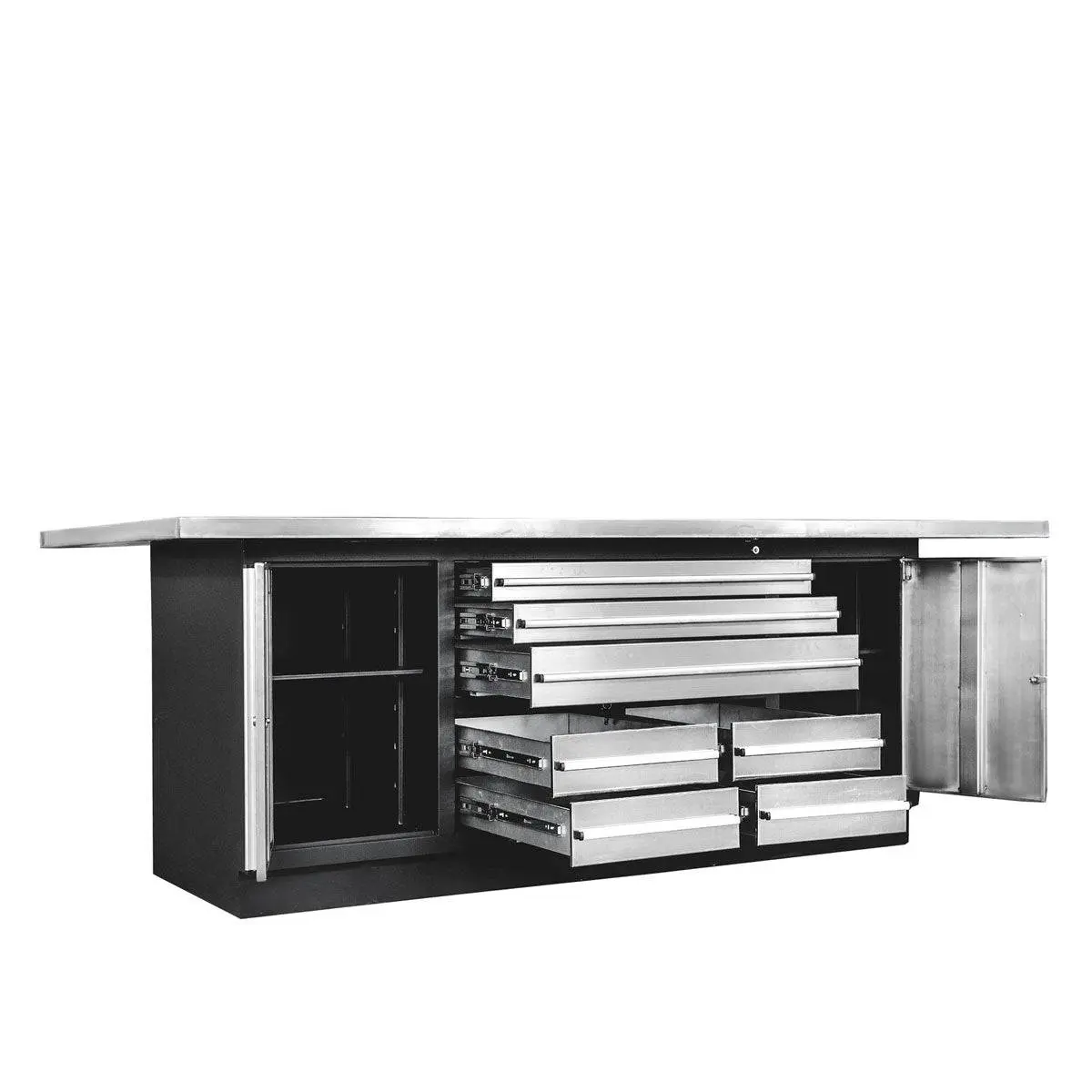 TMG Heavy Series™ Stainless-Steel Extra-Large 85" x 45" Platform Workbench, 7 Lockable Drawers, 2 Storage Cabinets, All-in-One Welded Frame, TMG-WB708S (Previously TMG-WB85XS) - Image 5