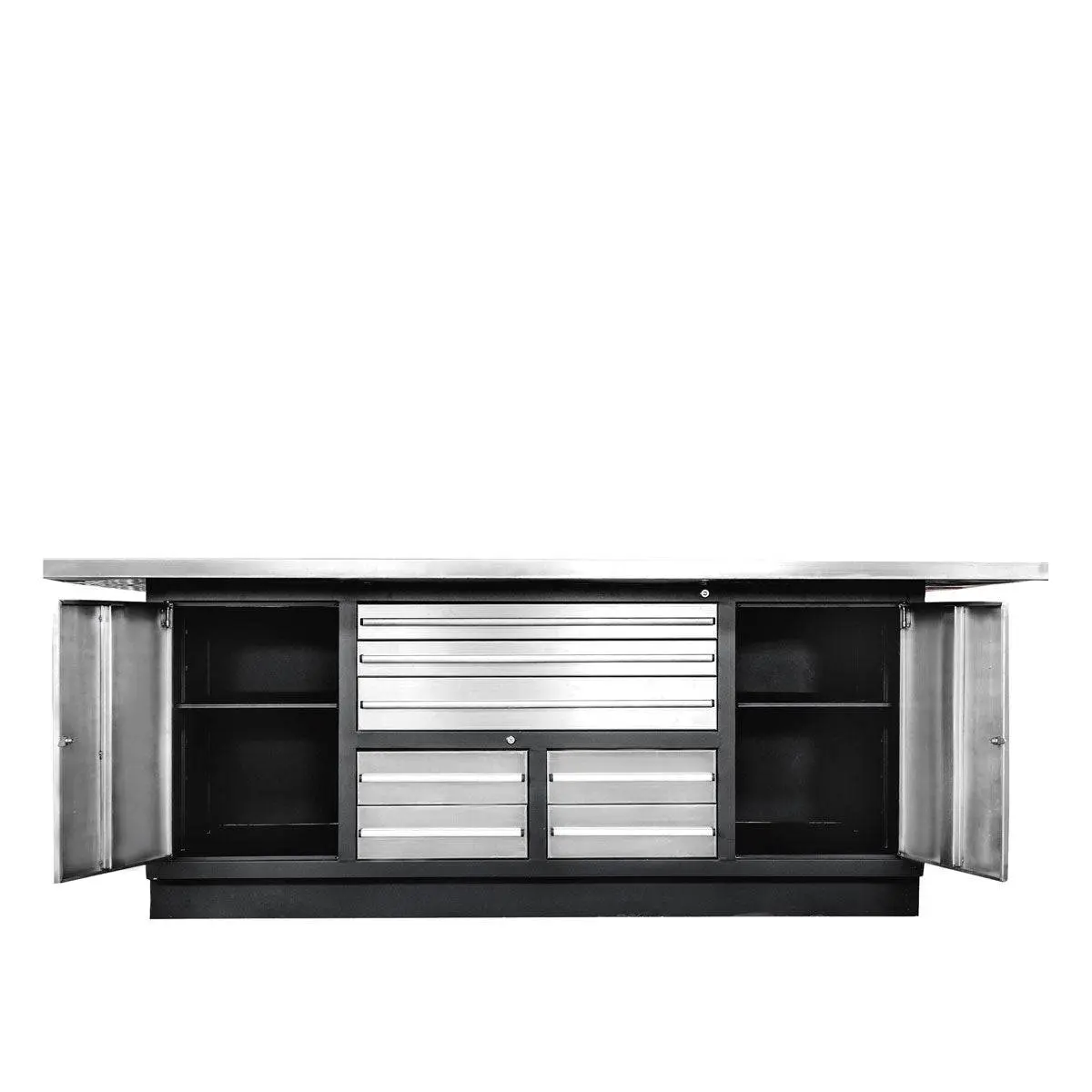 TMG Heavy Series™ Stainless-Steel Extra-Large 85" x 45" Platform Workbench, 7 Lockable Drawers, 2 Storage Cabinets, All-in-One Welded Frame, TMG-WB708S (Previously TMG-WB85XS) - Image 8
