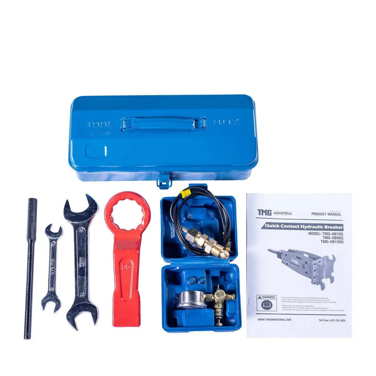 10-15 Ton Quick-Change Hydraulic Breaker, 4'' Moil Point Chisel, 400-700BPM TMG-HB150Q - Image 10