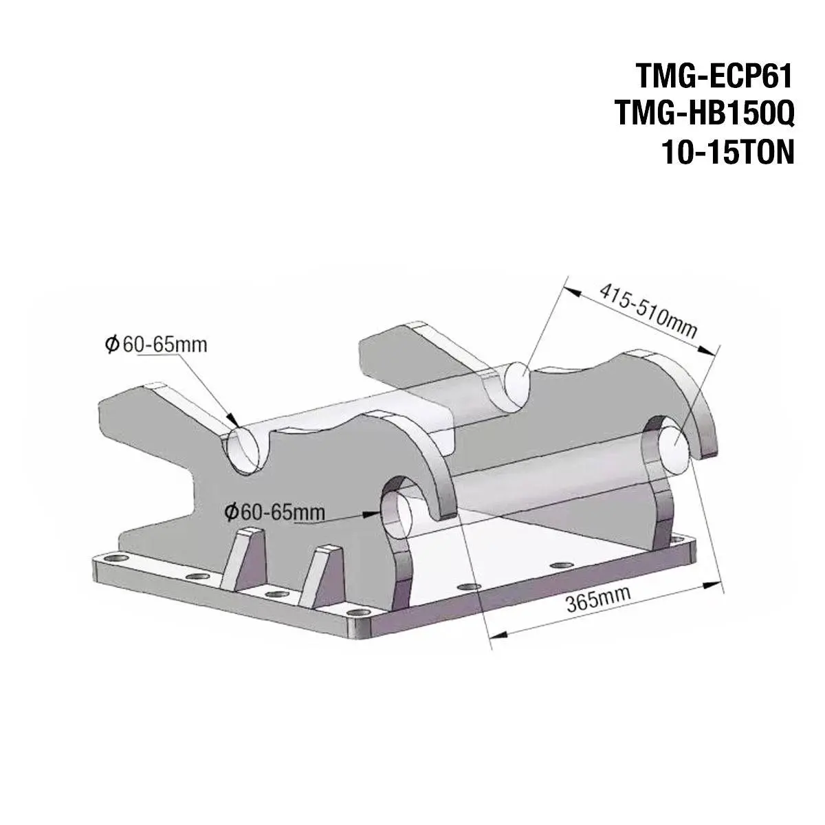 10-15 Ton Quick-Change Hydraulic Breaker, 4'' Moil Point Chisel, 400-700BPM TMG-HB150Q - Image 3