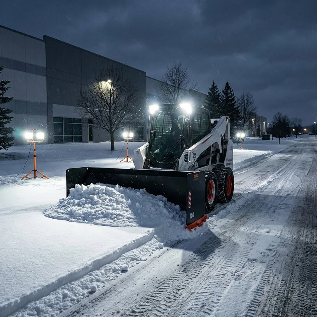 9' Skid Steer Snow Pusher w/Steel Cutting Edge, Pivoting Wear Shoes, Side Braces, 40-70 HP, TMG-SP09 - Image 3