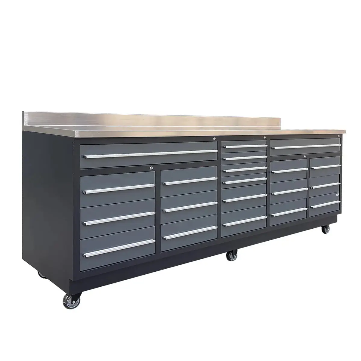 TMG Heavy Series™ 9-Ft 20 Drawer Stainless Steel Table Top Workbench, Double Slide Lockable Drawers, All-in-one Welded Frame, TMG-WB920(previously TMG-WB20DS) - Image 4