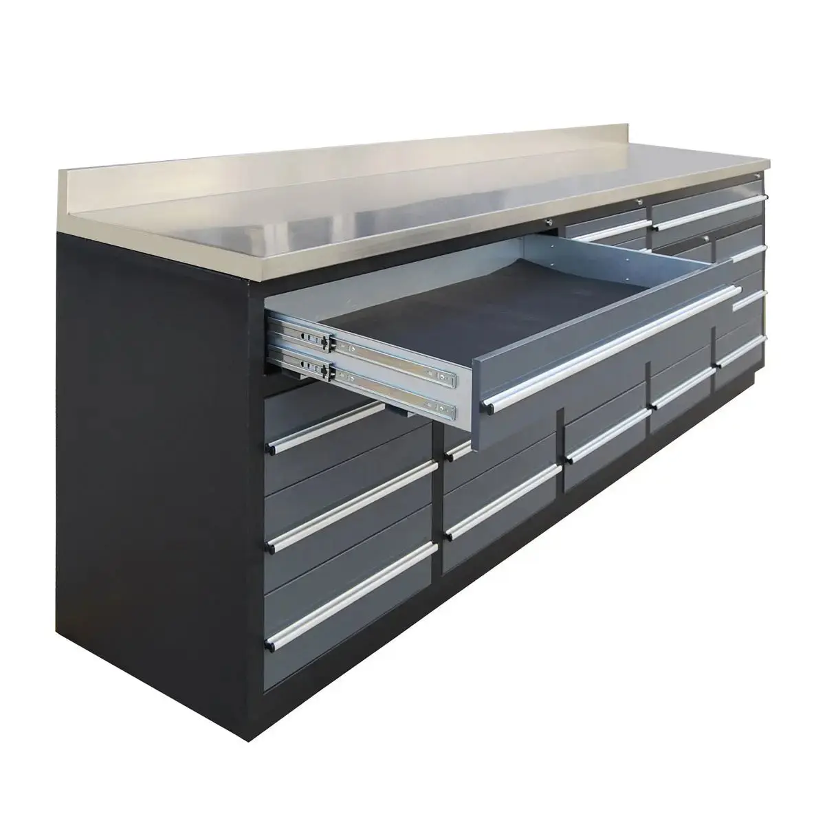 TMG Heavy Series™ 9-Ft 20 Drawer Stainless Steel Table Top Workbench, Double Slide Lockable Drawers, All-in-one Welded Frame, TMG-WB920(previously TMG-WB20DS) - Image 6