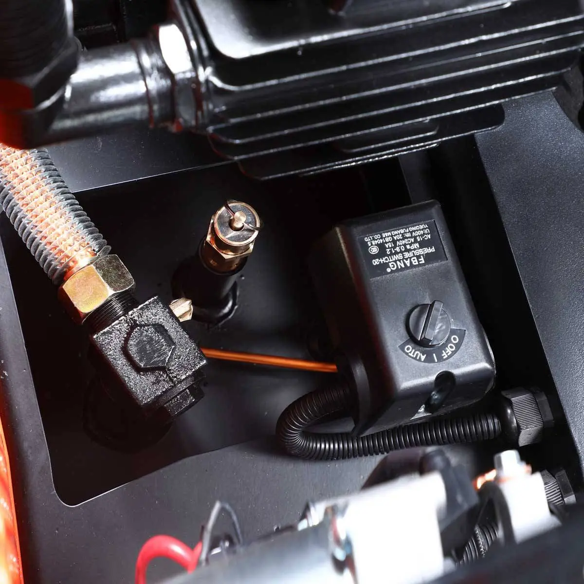 60 Gallon Skid Mount Gas Air Compressor, 2-Stage Belt Drive, 14 HP Engine, Horizontal Tank TMG-GAC65 - Image 14