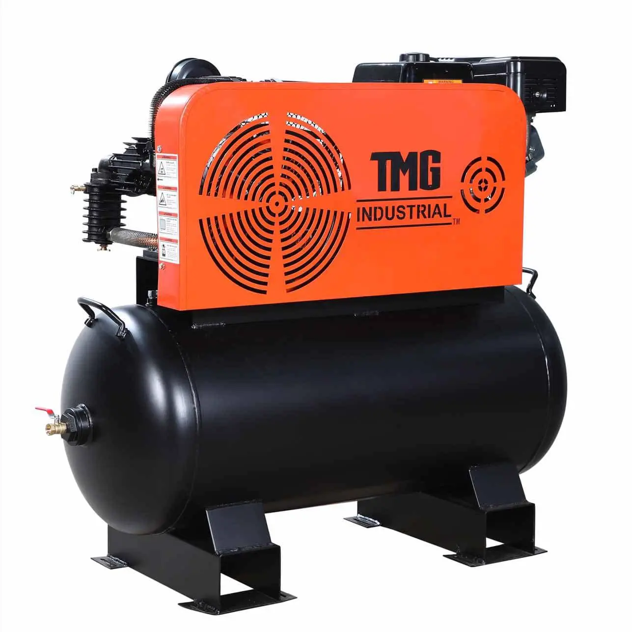 60 Gallon Skid Mount Gas Air Compressor, 2-Stage Belt Drive, 14 HP Engine, Horizontal Tank TMG-GAC65 - Image 7