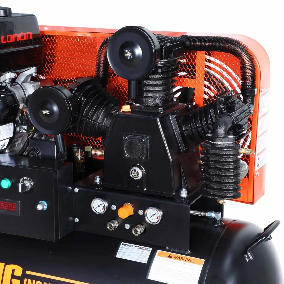60 Gallon Skid Mount Gas Air Compressor, 2-Stage Belt Drive, 14 HP Engine, Horizontal Tank TMG-GAC65 - Image 9