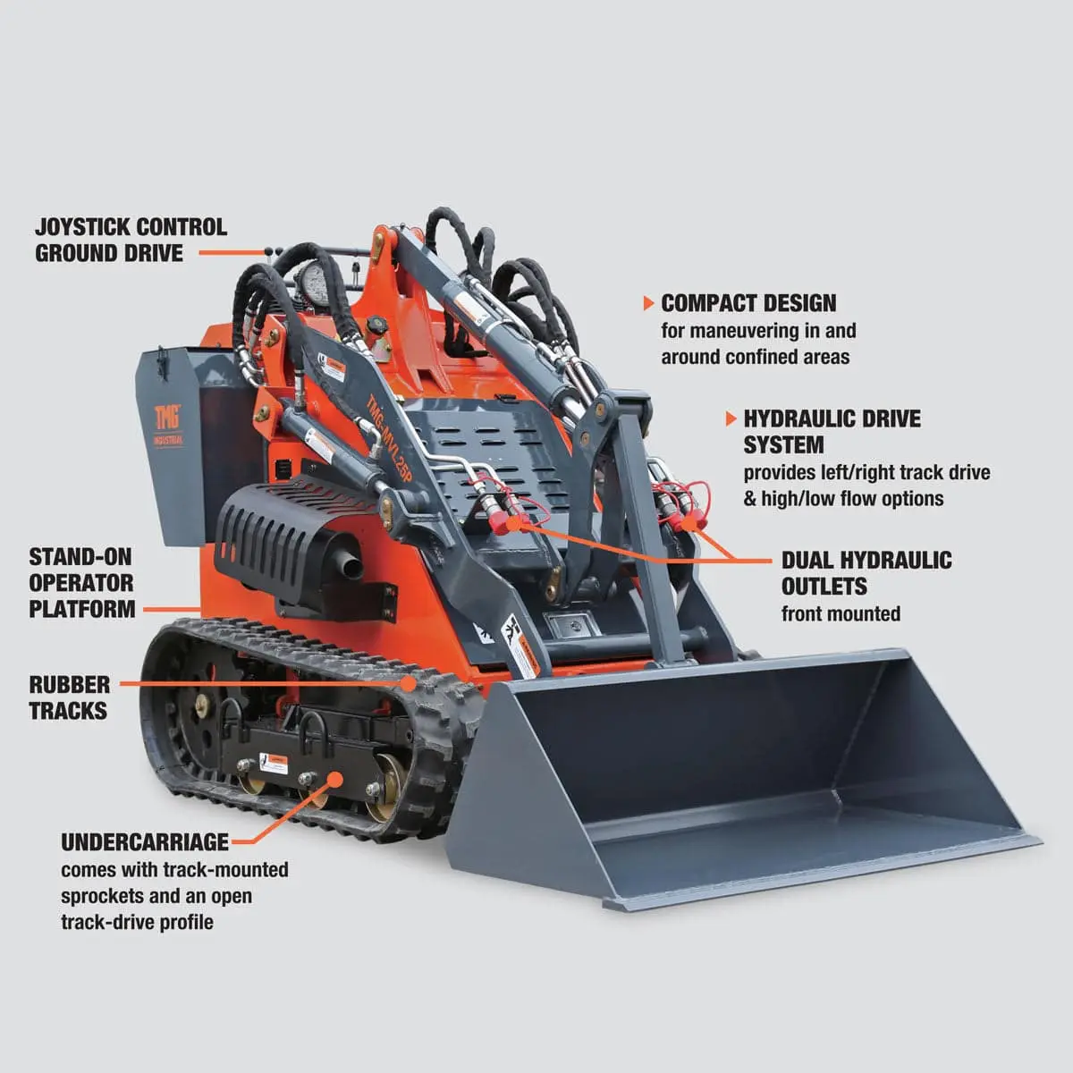 Stand-On Mini Track Loader, 25 HP Perkins Diesel Engine (Discontinued-No Longer Available) TMG-MVL25P - Image 12