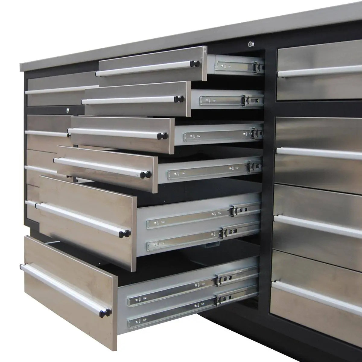TMG Heavy Series™ 9-Ft 20 Drawer Stainless Steel Workbench, Ball Bearing Double Slides & Casters, TMG-WB921S (Previously TMG-WB21DS) - Image 6